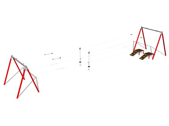 Lanovka ačková s nástupištem LD031KR - červená