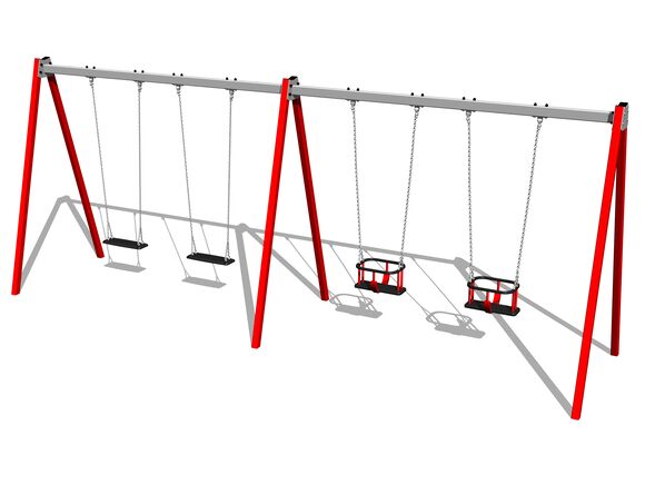 Reťazová štvorhojdačka RH6412KR - červená (v.p. 1,5 m)