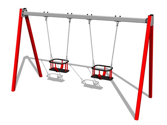 Reťazová dvojhojdačka RH6213KR - červená (v.p. 1,0 m)