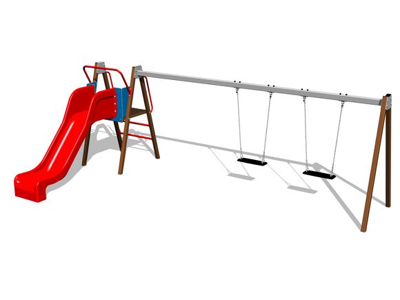 Reťazová dvojhojdačka so šmýkačkou RH6251KW - celokovová (v.p. 1 m)