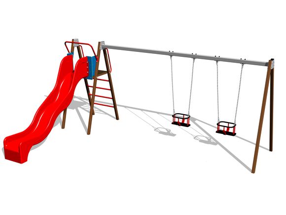 Reťazová dvojhojdačka so šmýkačkou RH6253KW - hnedá (v.p. 1,5 m)