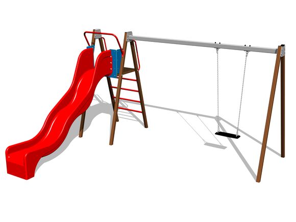 Reťazová hojdačka so šmýkačkou RH6151KW - hnedá (v.p. 1,5 m)