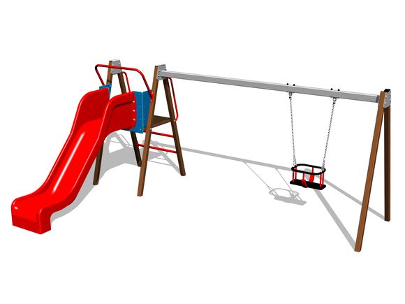 Reťazová hojdačka so šmýkačkou RH6152KW - hnedá (v.p. 1 m)