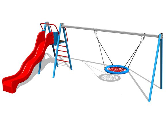 Řetězová houpačka Hniezdo se skluzavkou RH6180KB - modrá (v.p. 1,5 m)