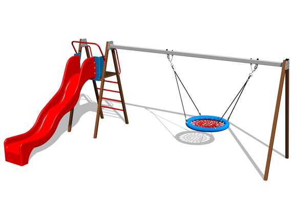 Řetězová houpačka Hniezdo se skluzavkou RH6180KW - hnedá (v.p. 1,5 m)