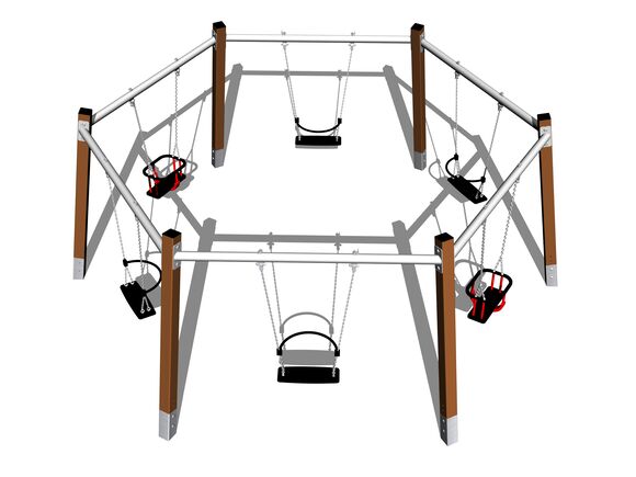 Reťazová skupinová šesťhojdačka RH1610KW - hnedá (v.p. 1,0 m)