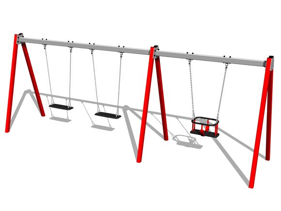 Reťazová trojhojdačka RH6312KR - červená (v.p. 1,0 m)
