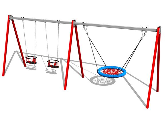 Reťazová trojhojdačka RH6323KR - červená (v.p. 1,5 m)