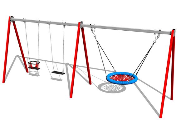 Reťazová trojhojdačka RH6322KR - červená (v.p. 1,5 m)