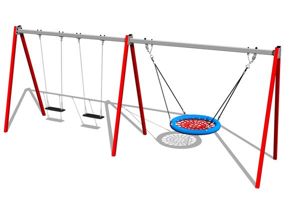 Reťazová trojhojdačka RH6321KR - červená v.p. 1,5 m)