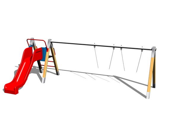 Reťazová dvojhojdačka so šmýkačkou RH250D (v.p. 1 m)