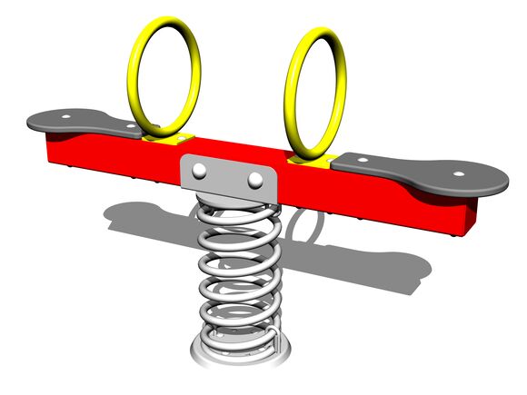 Vahadlová dvojhojdačka na pružine VH102KR - červená