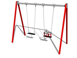 Reťazová dvojhojdačka RH6212KR - červená (v.p. 1,5 m)