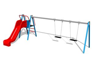 Reťazová dvojhojdačka so šmýkačkou RH6251KB - modrá (v.p. 1 m)