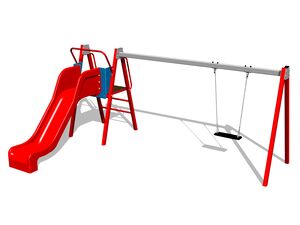 Reťazová hojdačka so šmýkačkou RH6151KR - červená (v.p. 1 m)