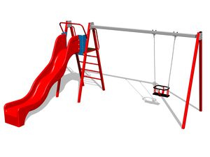 Reťazová hojdačka so šmýkačkou RH6152KR - červená (v.p. 1,5 m)