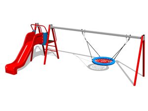 Reťazová hojdačka Hnízdo so šmýkačkou RH6180KR - červená (v.p. 1 m)