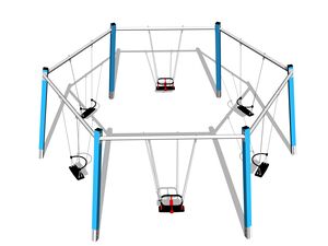 Reťazová skupinová šesťhojdačka RH1610KB - modrá (v.p. 1.5 m)