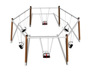 Reťazová skupinová šesťhojdačka RH1610KW - hnedá (v.p. 1,5 m)