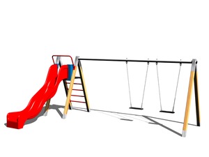 Reťazová dvojhojdačka so šmýkačkou RH215D (v.p. 1,5 m)